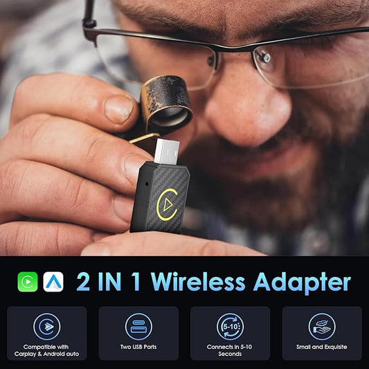 2 in 1 Wireless Carplay Adapter for Apple iOS Android