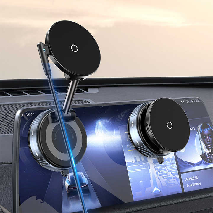 15W Foldable Magnetic Car 360° Phone Holder & Charger