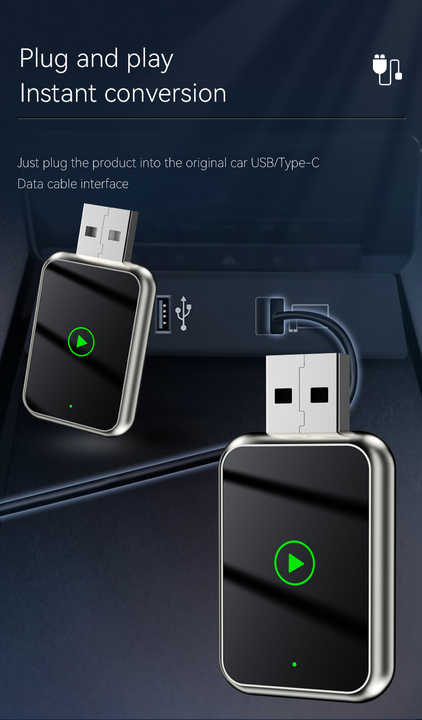 Wireless CarPlay Adapter – Mini, Auto Reconnect, 2025